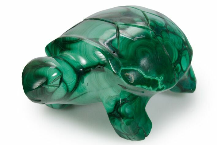 Flowery Malachite Turtle Carving - DR Congo #349304